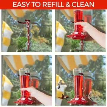 Large Leak Proof Window Hummingbird Feeders for Outdoors Hanging - Wasp and Bee Proof - Window Hummingbird Feeder for Outdoor - Hummingbird Feeder Window Mount