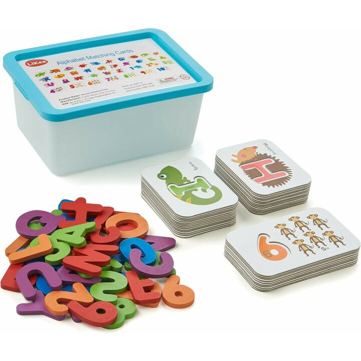 LiKee Alphabet Flash Cards & Wooden Puzzle for Kids
