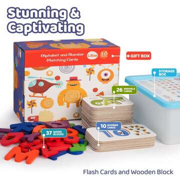 LiKee Alphabet Flash Cards & Wooden Puzzle for Kids
