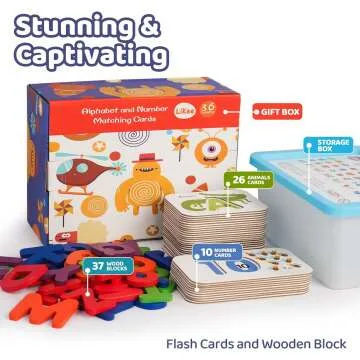 LiKee Alphabet Flash Cards & Wooden Puzzle for Kids