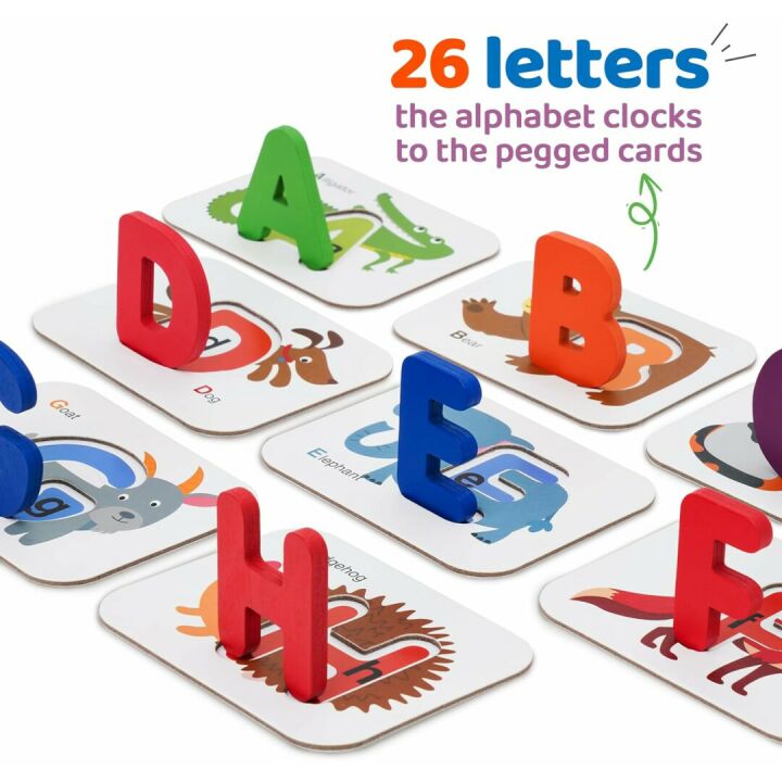 LiKee Alphabet Flash Cards & Wooden Puzzle for Kids