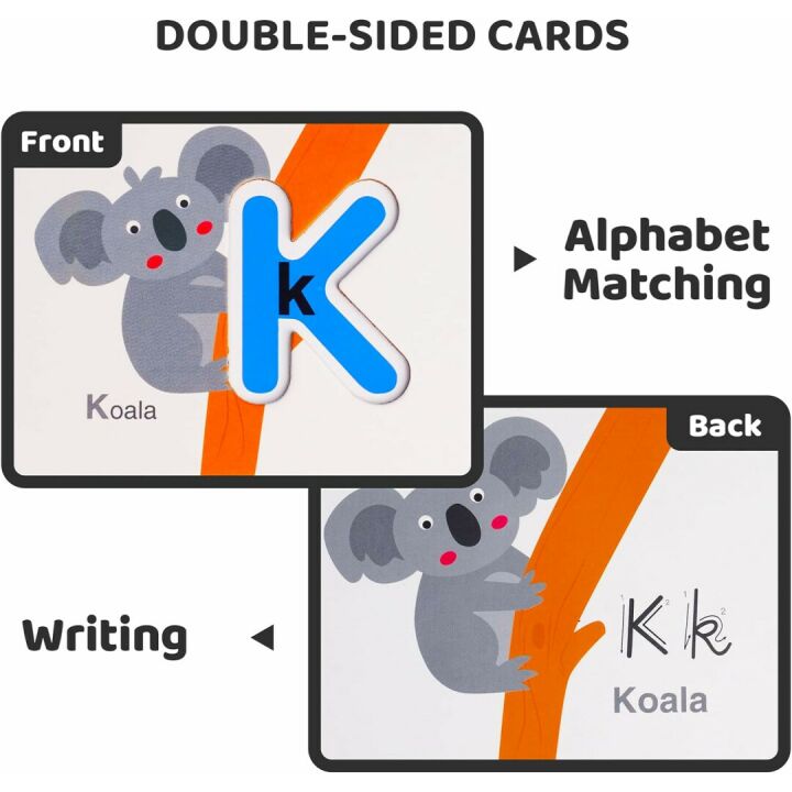 LiKee Alphabet Flash Cards & Wooden Puzzle for Kids