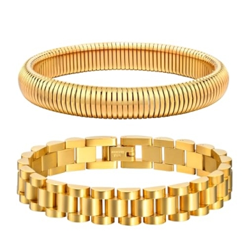 Stylish MPRAINBOW Gold Chain Link Bracelet Set for Her