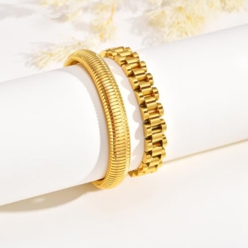 Stylish MPRAINBOW Gold Chain Link Bracelet Set for Her