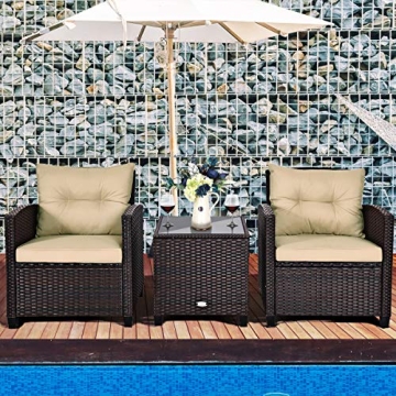 Tangkula Elegant 3 Piece Outdoor Patio Furniture Set