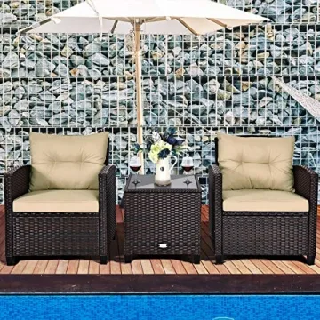 Tangkula Elegant 3 Piece Outdoor Patio Furniture Set