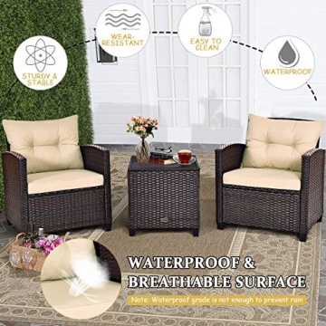 Tangkula Elegant 3 Piece Outdoor Patio Furniture Set
