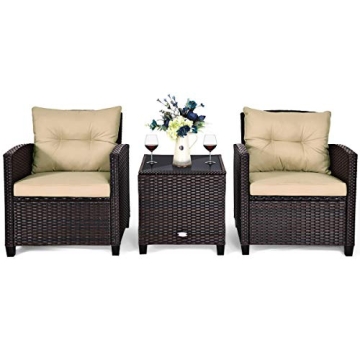 Tangkula Elegant 3 Piece Outdoor Patio Furniture Set