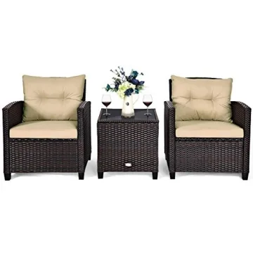 Tangkula Elegant 3 Piece Outdoor Patio Furniture Set