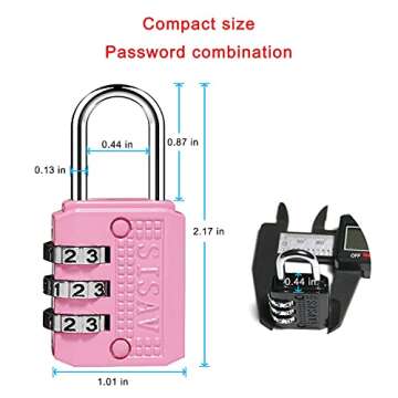 SISAV 3 Digit Combination Lock,Gym Padlock,Outdoor Padlock,Suitable for School Lockers,Tool Boxes,Tr...