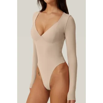 QINSEN Women's V Neck Bodysuit for Versatile Styling