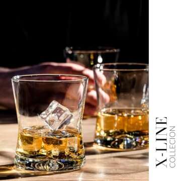 Krosno Whiskey Sour Glasses Old Fashioned Bourbon Cognac Brandy | Set of 6 | 9.8 oz | Cocktails Drinks Water Juice Scotch Irish Liquor Whisky | Made in Europe