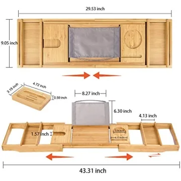 Bamboo Bathtub Caddy Tray - Expandable Spa Experience for All