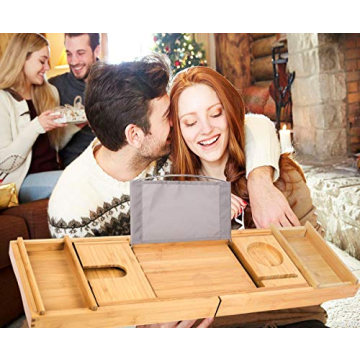 Bamboo Bathtub Caddy Tray - Expandable Spa Experience for All