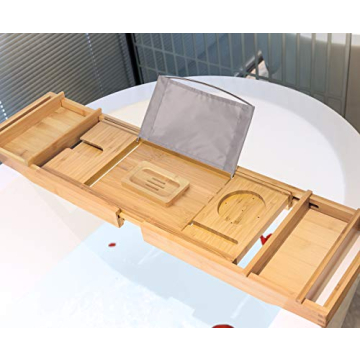 Bamboo Bathtub Caddy Tray - Expandable Spa Experience for All