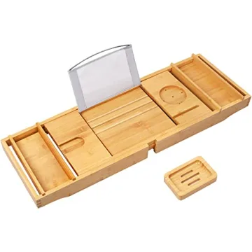 Bamboo Bathtub Caddy Tray - Expandable Spa Experience for All