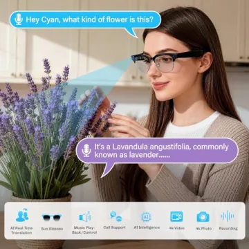 SGUKZF Smart Glasses: 4K Camera, AI Assistant, Bluetooth Audio