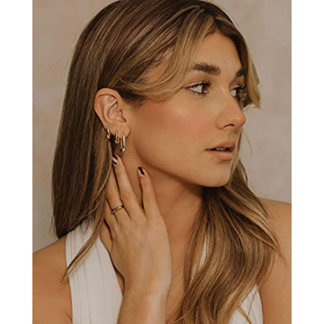 4 Pairs Gold Hoop Earrings Women, Chunky Open Hoops Set