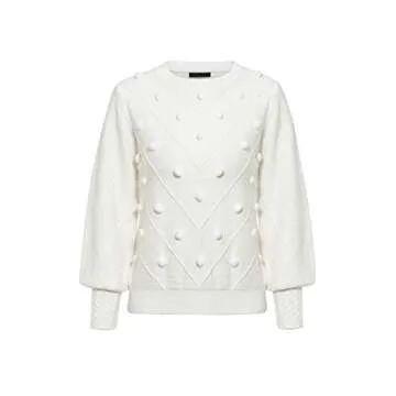 Miessial Women's Cute Fall Pullover Sweater Pompom Top