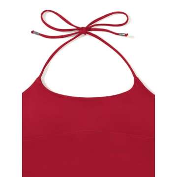 REORIA Women's Summer Sexy Halter Backless Double Lined Tank Top Going Out Y2k Trendy Sleeveless Camisole Crop Tops for Women 2025 Fashion Red Large