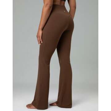 Colorfulkoala Women's Dreamlux Crossover Flare Leggings High Waisted Tummy Control Workout Wide Leg ...