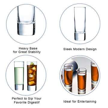 Farielyn-X Clear Heavy Base Shot Glasses 6 Pack - 2 oz