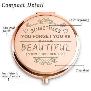 COYOAL Personalized Compact Mirrors, Unique Basket Stuffers for Her Mom Friends, Inspirational Frien...