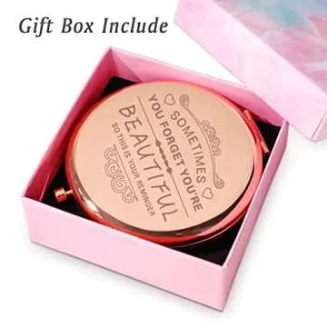 COYOAL Personalized Compact Mirrors, Unique Basket Stuffers for Her Mom Friends, Inspirational Friendship Gifts for Women Ladies Teenagers Girls, Sentimental Presents for Easter Mothers Day Birthday