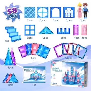 Diamond Magnetic Building Blocks - Frozen Princess Toys for Kids - Gift for 3-8 Year Olds