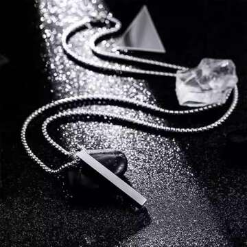 NAIQUBE Men's Rectangle Bar Necklace - Stainless Steel Jewelry