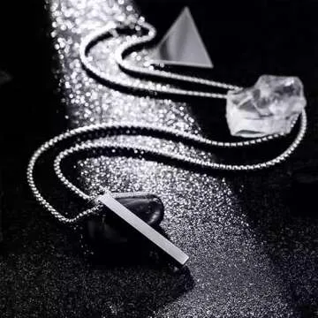 NAIQUBE Men's Rectangle Bar Necklace - Stainless Steel Jewelry