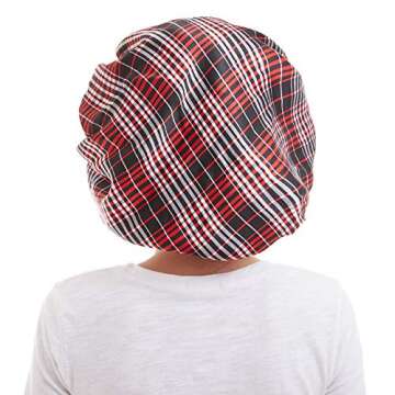 Large Satin Sleep Cap Silk Elastic Night Sleeping Hat Bonnet Nightcap Head Cover with Comfortable Wide Band for Women (TW-3)