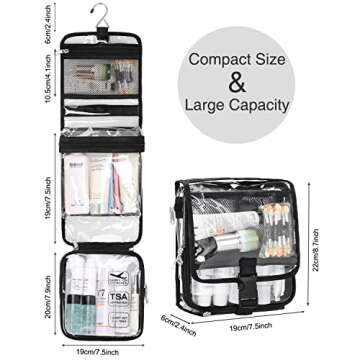 Relavel Hanging Toiletry Bag TSA Approved Clear Toiletry Bag for Women and Men 2 in 1 Removable TSA ...