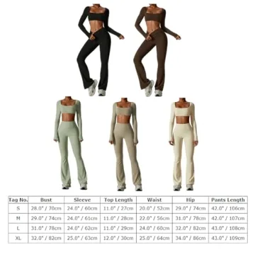 ABOCIW Women's Workout Set Square Neck Crop Top Flare Leggings