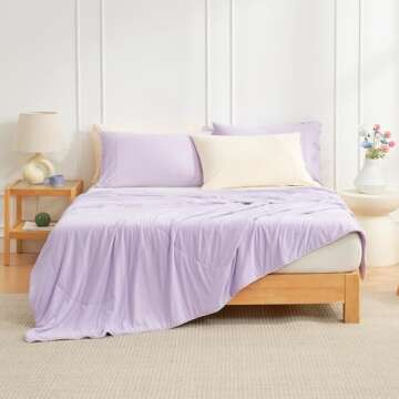 Cozy Bliss Cooling Comforter Twin Size, Cooling Blankets for Hot Sleepers and Night Sweats, Purple S...