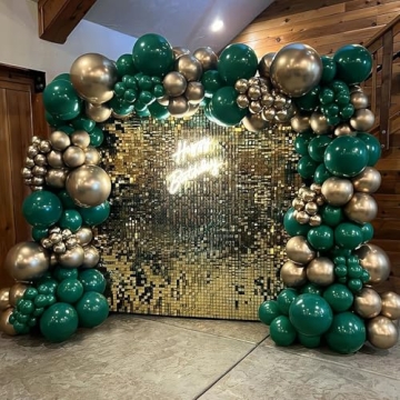 Green and Gold Balloon Arch Kit | 144PCS Dark Emerald Green and Metallic Gold Latex Balloons Garland...