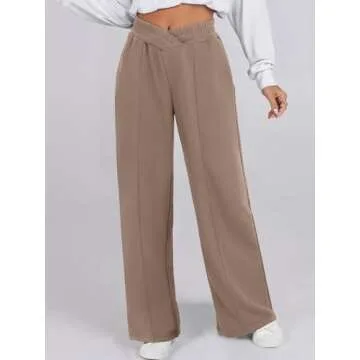 ANRABESS Women Asymmetric High Waist Wide Straight Leg Sweatpants with Pockets - Perfect Comfort Fit...