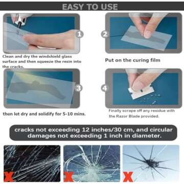 Zupooko Windshield Repair Kit, Cracks Gone Glass Kit Nano Glass Repair Fluid Windshield Chip Repair Kit, Automotive Windscreen Tool Windshield Chip Repair Kit to Repair Scratches, Cracks