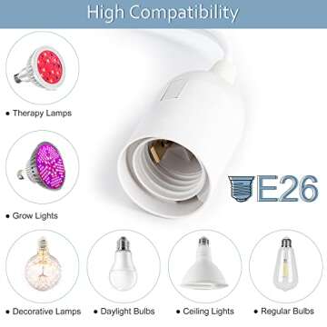 JACKYLED 20Ft UL Approval Extension Hanging Lantern Pendant Light Lamp Cord Cable 360W Suitable for E26 E27 Socket with On/Off Switch for Paper Lantern