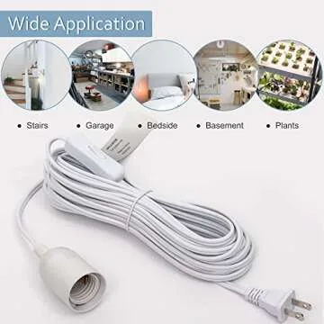 JACKYLED 20Ft Lantern Cord with Switch for Easy Lighting