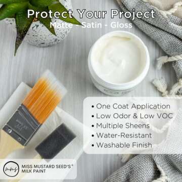 Miss Mustard Seed's MilkCoat, Washable Topcoat for Furniture, Wood, Cabinets, and Walls, Water-Based...