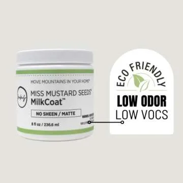 Miss Mustard Seed's MilkCoat, Washable Topcoat for Furniture, Wood, Cabinets, and Walls, Water-Based, Low VOCs, Low Odor (No Sheen/Matte, 16 oz)