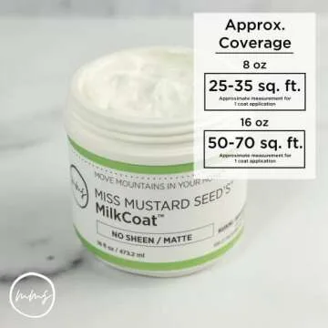 Miss Mustard Seed's MilkCoat, Washable Topcoat for Furniture, Wood, Cabinets, and Walls, Water-Based, Low VOCs, Low Odor (No Sheen/Matte, 16 oz)