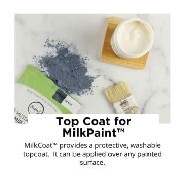 Miss Mustard Seed's MilkCoat, Washable Topcoat for Furniture, Wood, Cabinets, and Walls, Water-Based, Low VOCs, Low Odor (No Sheen/Matte, 16 oz)