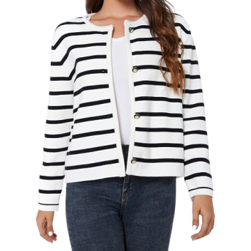 LATAHUO Women's Striped Cardigan Sweater for Stylish Comfort