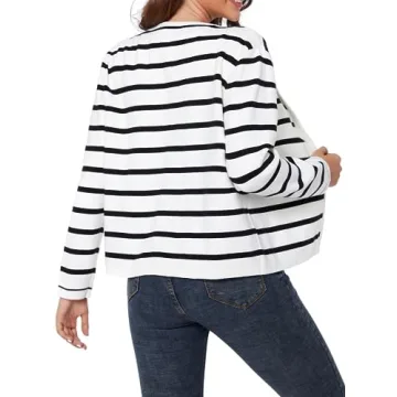 LATAHUO Women's Striped Cardigan Sweater for Stylish Comfort