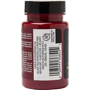 PlaidFX Smooth Satin Flexible Acrylic Paint Ideal for Pliable Surfaces and Cosplay Costumes, Non-Cracking or Peeling, No-Tack, Durable, 3 oz, Bloodline