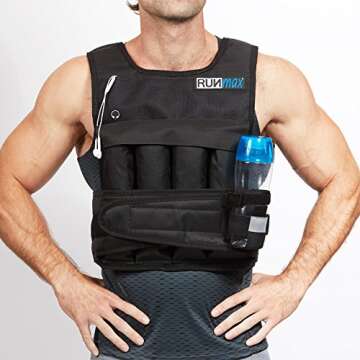 RUNmax Run Fast 12lb-140lb Weighted Vest (with Shoulder Pads, 20lb)