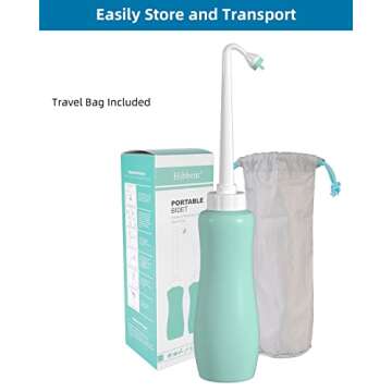 Portable Bidet for Toilet, Bidet Attachment,Handheld Personal Travel Bidet Parts 650ml Extra Long Pointed Nozzle Spray for Childbirth, Personal Hygiene, Outdoor, Camping with Travel Bag- 22oz/ Green