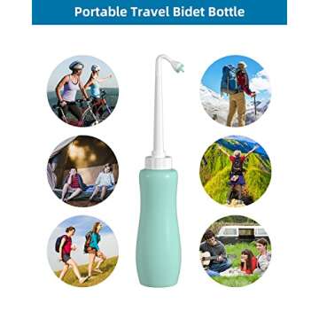 Portable Bidet for Toilet, Bidet Attachment,Handheld Personal Travel Bidet Parts 650ml Extra Long Pointed Nozzle Spray for Childbirth, Personal Hygiene, Outdoor, Camping with Travel Bag- 22oz/ Green